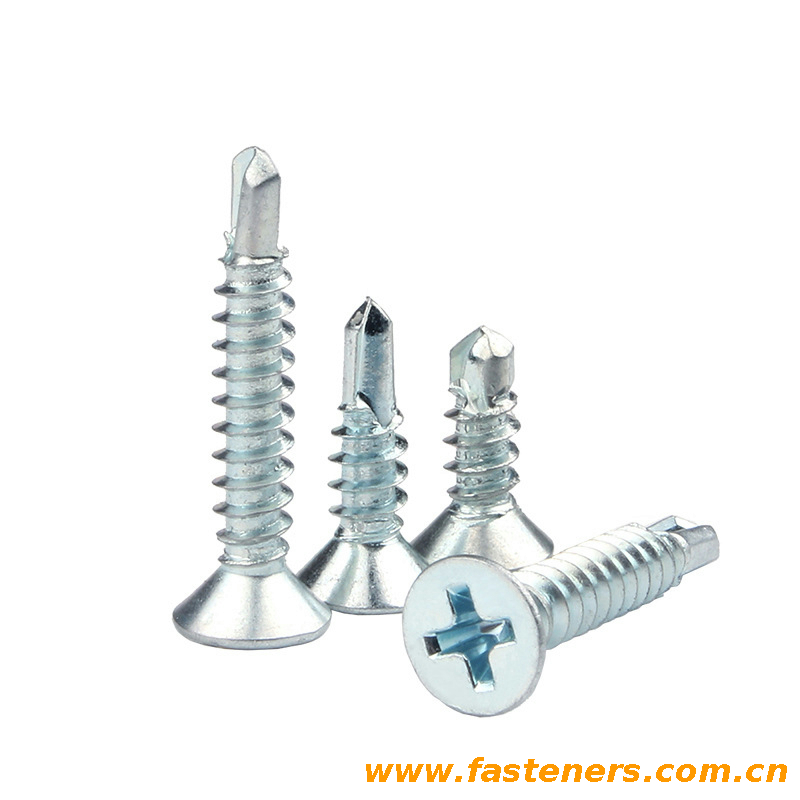 NF E25-858 Crosse Recessed Countersunk Head Drilling Screws With Tapping Screws Thread